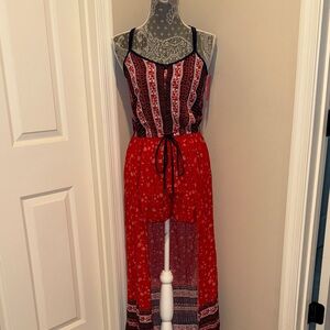 Xhilaration Red and Black Striped Maxi Dress size XS NWT
